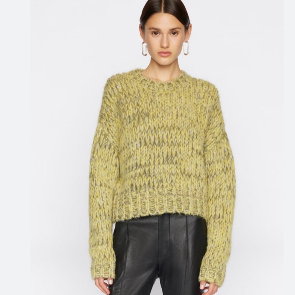 FRAME Cropped Marled Chunky Crewneck Sweater XL NWT